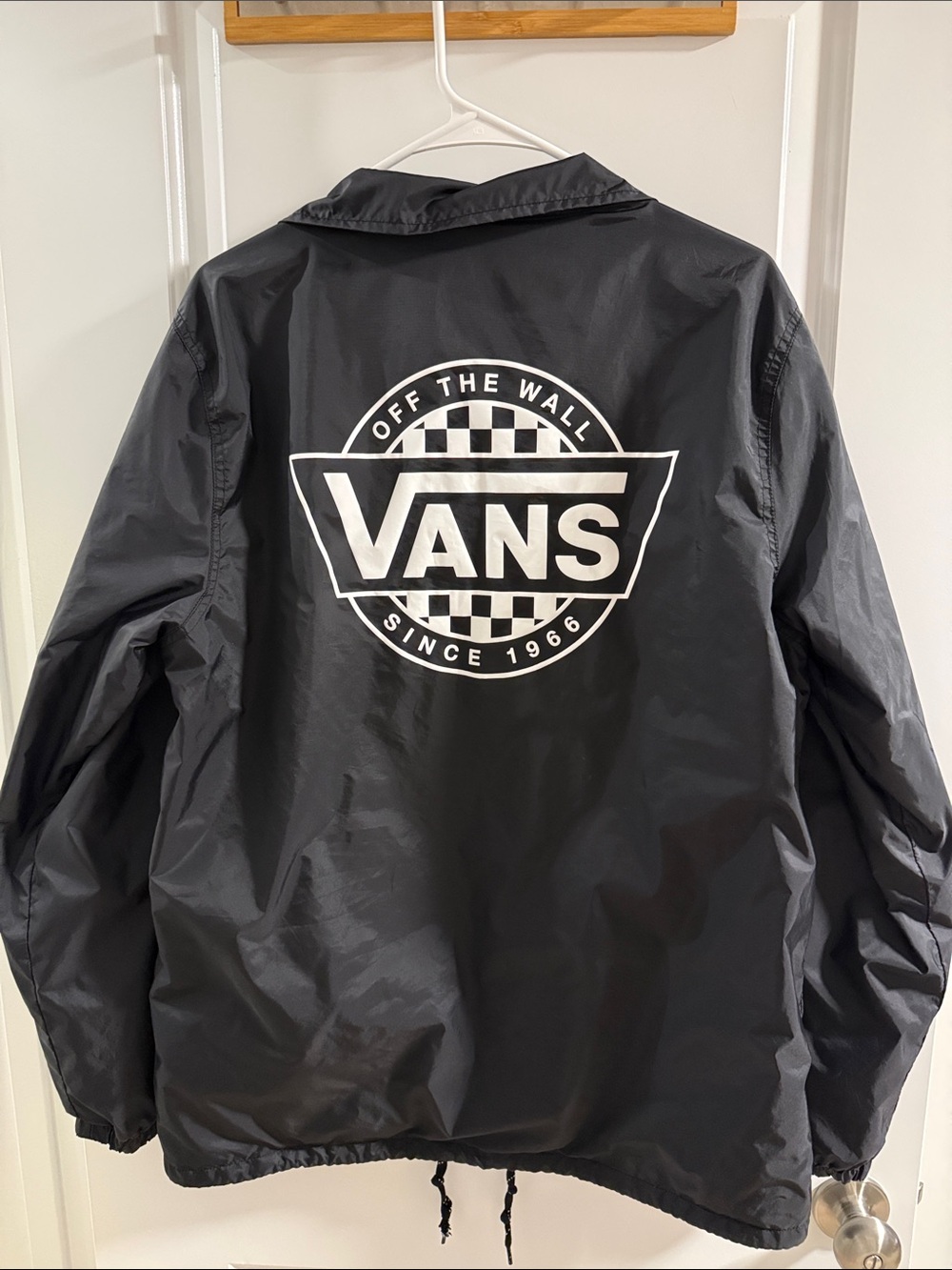 Vans Men’s Black Logo Coach Jacket - Lined Windbreaker